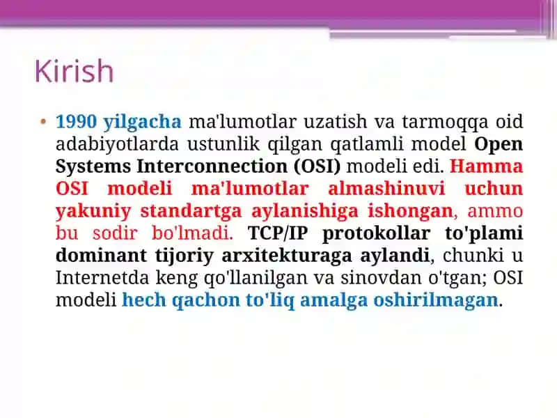 OSI va TCP/IP tarmoq modellari 3