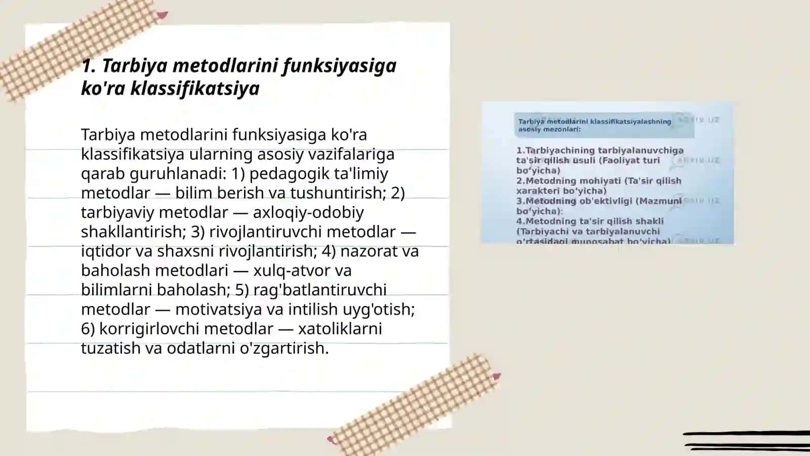 Tarbiya metodlari klassifikatsiyasi 3