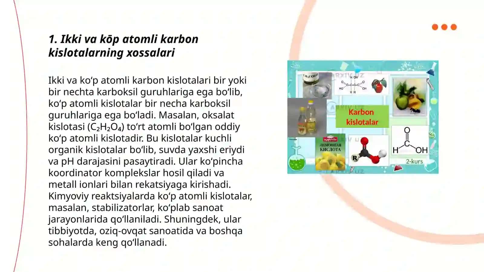 Ikki va kōp atomli karbon kislotalar 3