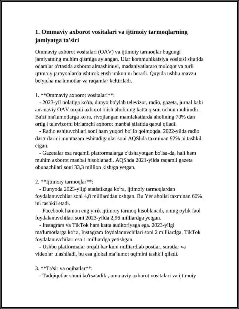Ommaviy axborot vositalari va ijtimoiy tarmoqlarning jamiyatga ta'siri 3