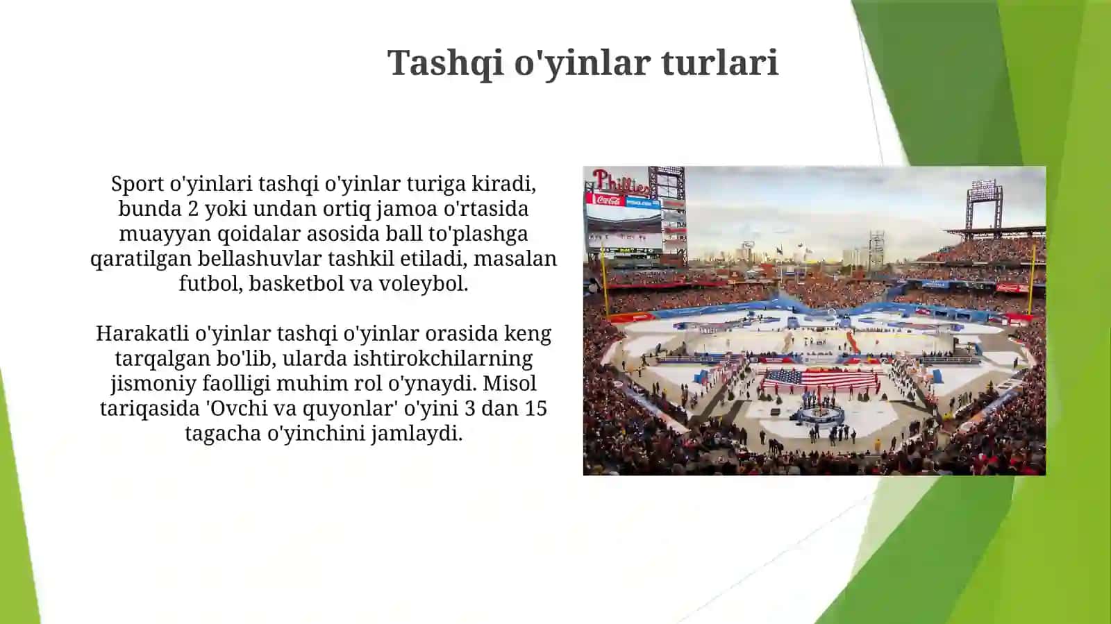 Tashqi o'yinlarning mazmuni va elementlari 3