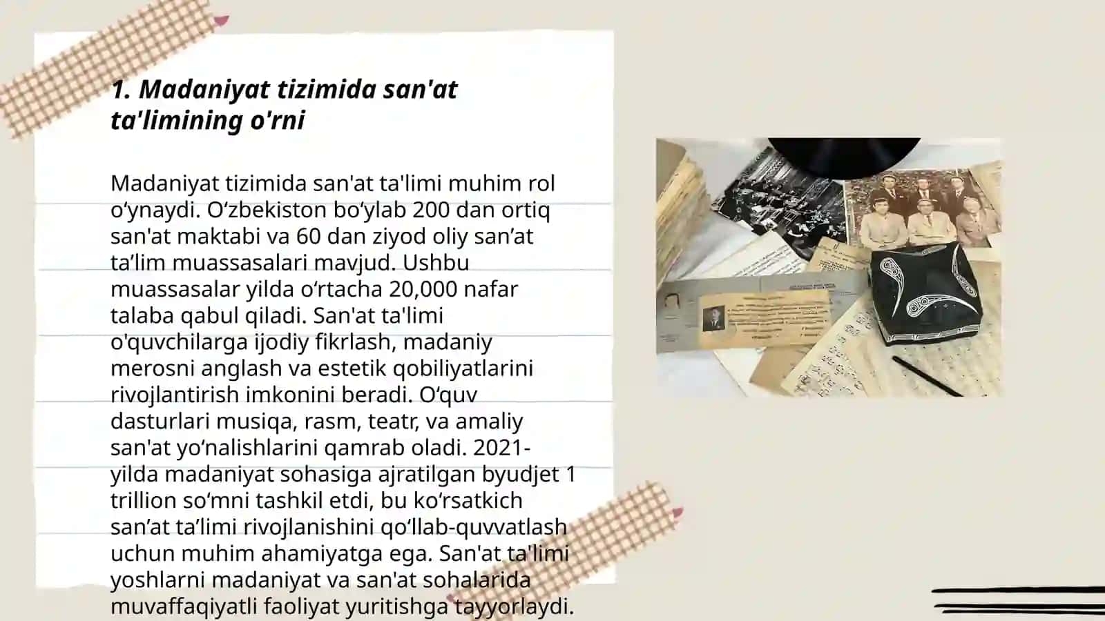 Madaniyat tizimida sanat masalalari 3