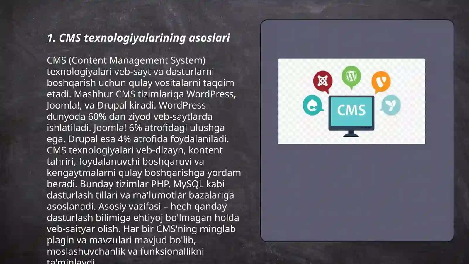 CMS-kontent boshqaruv tizimlarida ishlash 3