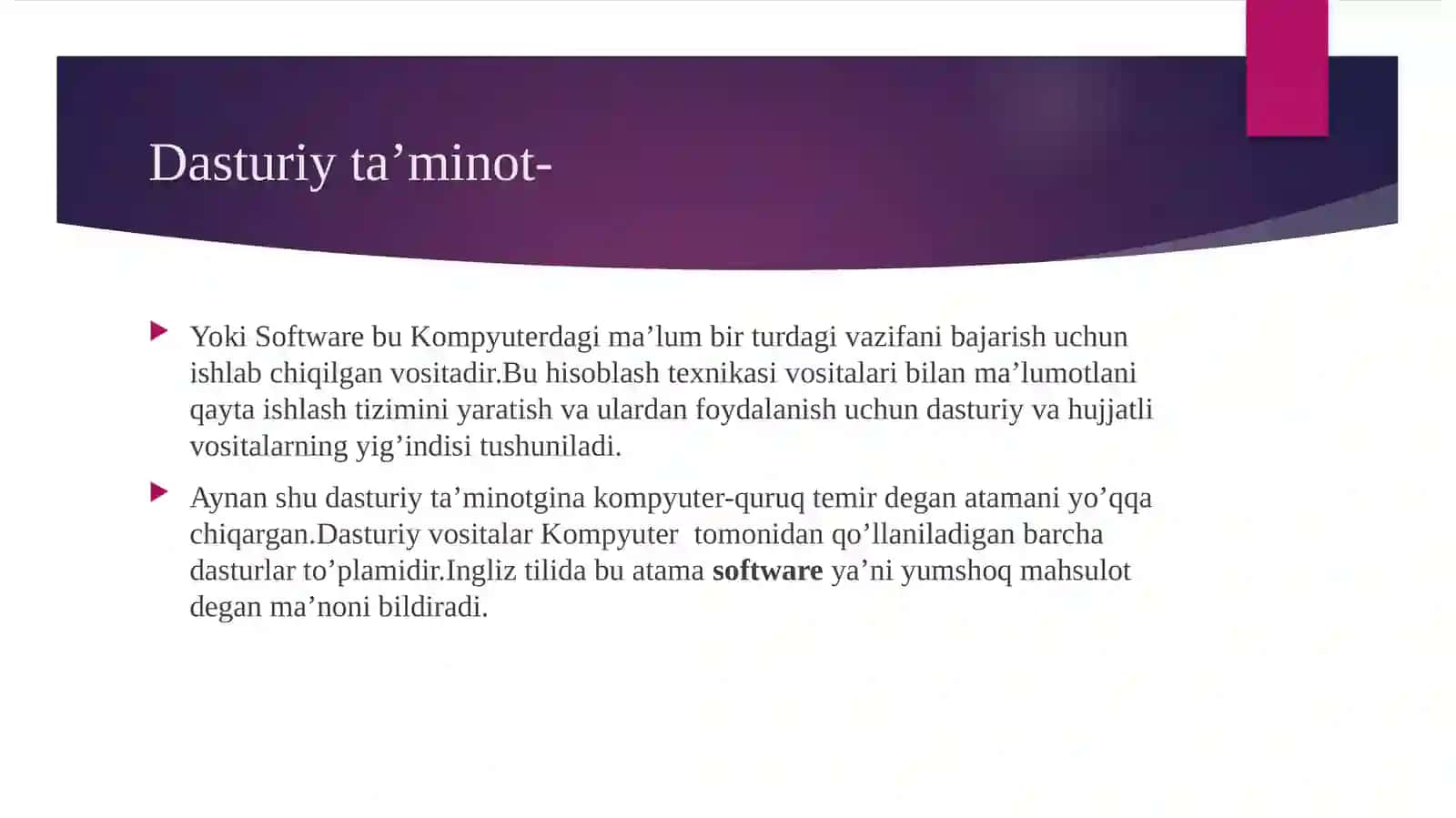 Dasturiyta’minot 3