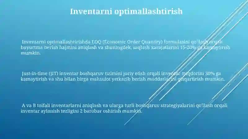 Joriy aktivlar:tovar-moddiy zahiralar 3