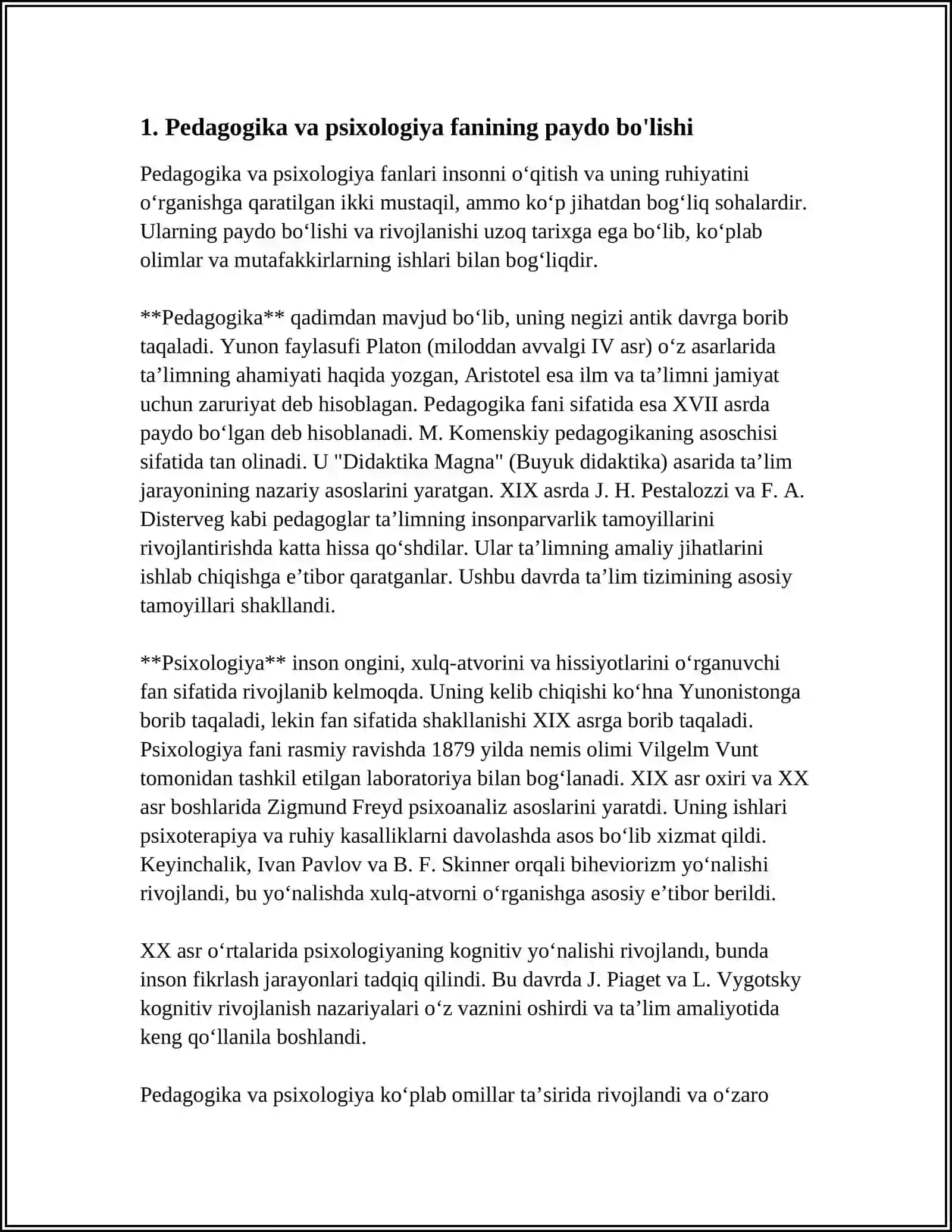 PEDAGOKIKA VA PSIXOLOGIYA FANI TARIXI 3