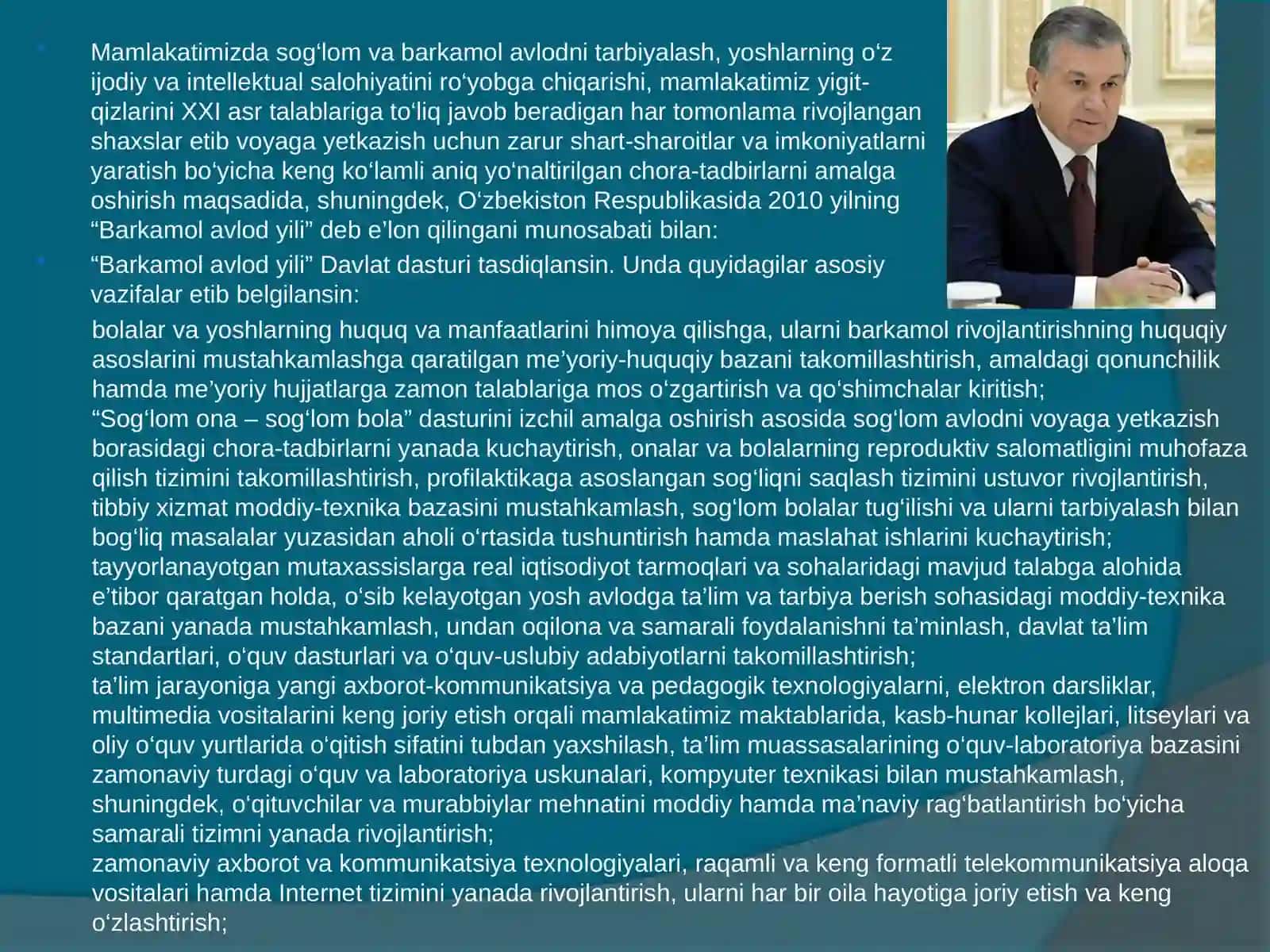 Barkamol avlod yili davlat dasturi 3
