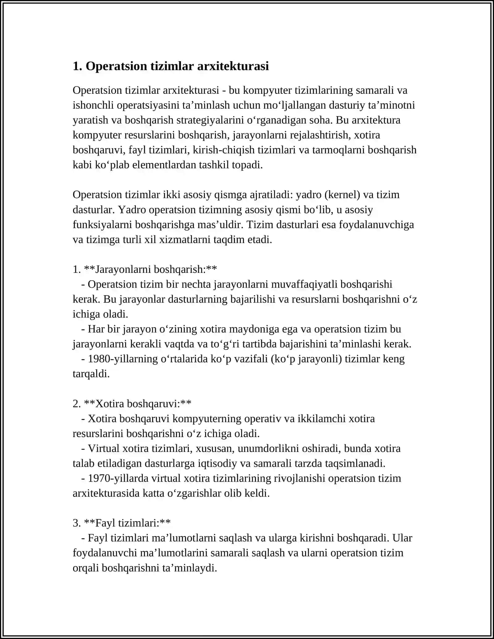 ZAMONAVIY OPERATSION TIZIMLAR TAHLILI 3
