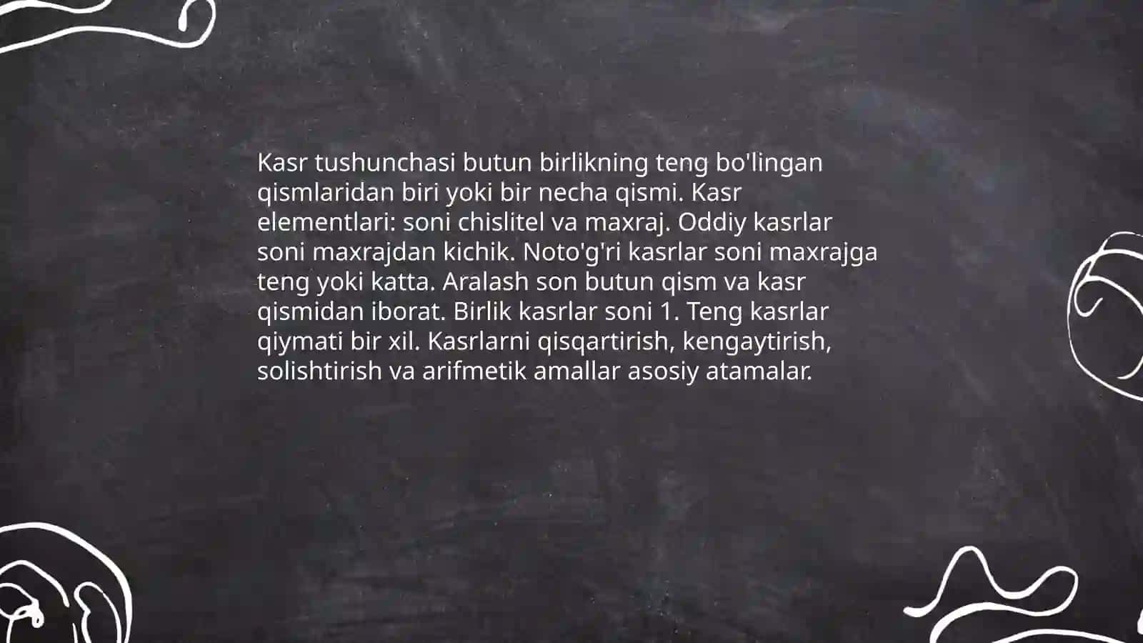 Kasr.Kasrlar ustida arifmetik amallar 3