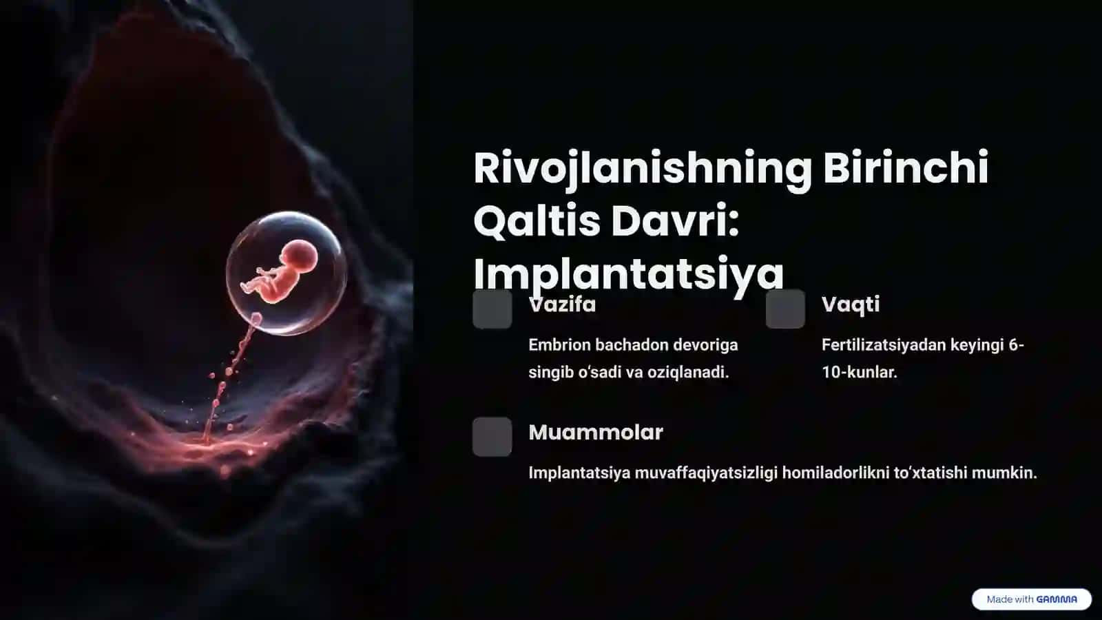 Odam Embriogenezining Qaltis Davrlari 3