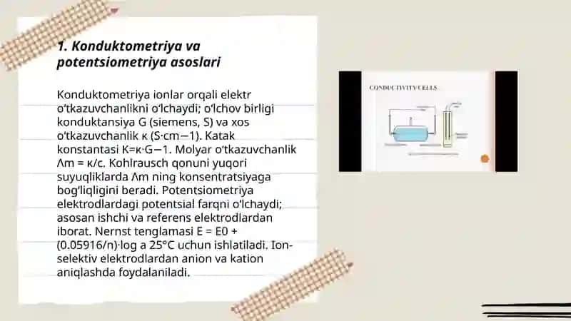 Konduktometriya va potentsiometriya asoslari 3
