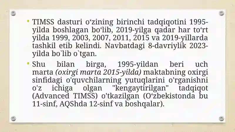 TIMSS baholash dasturi 3