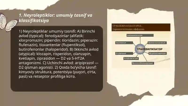 Neyroleptiklar. Trankvilizatorlar. Sedativ moddalar 3