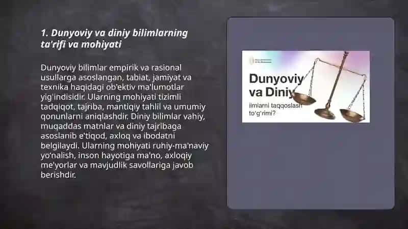 Dunyoviy va diniy bilimlarning mohiyati 3