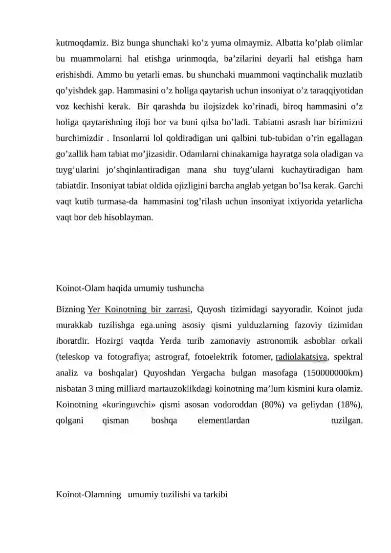 Tabiat, inson va koinot ekologiyasi 3