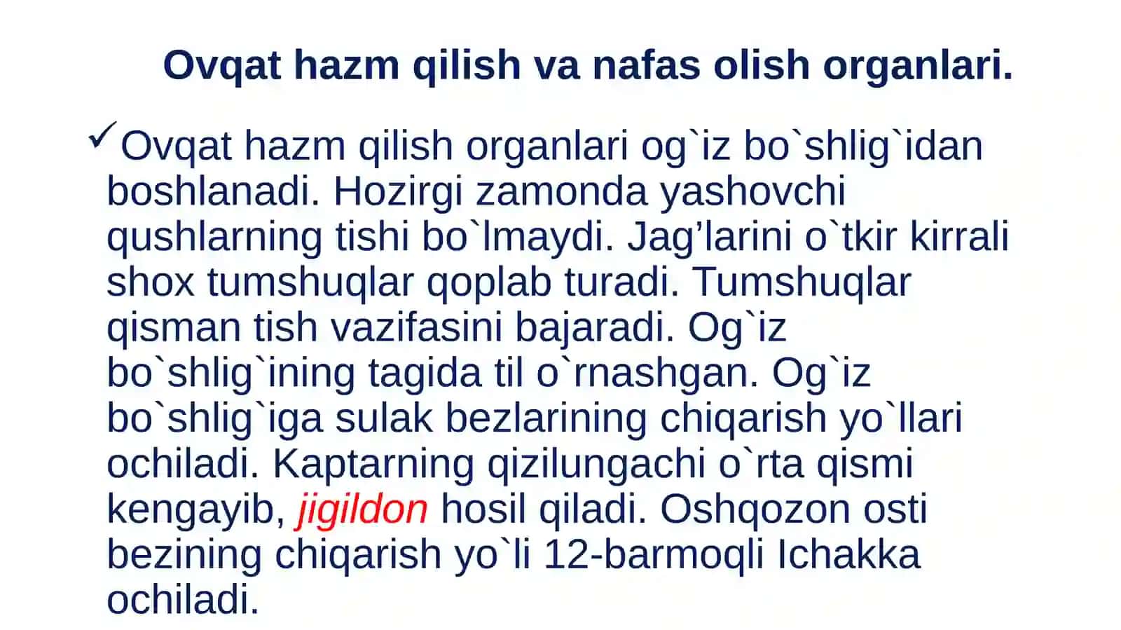 Qushlarning ichki tuzilishi 3
