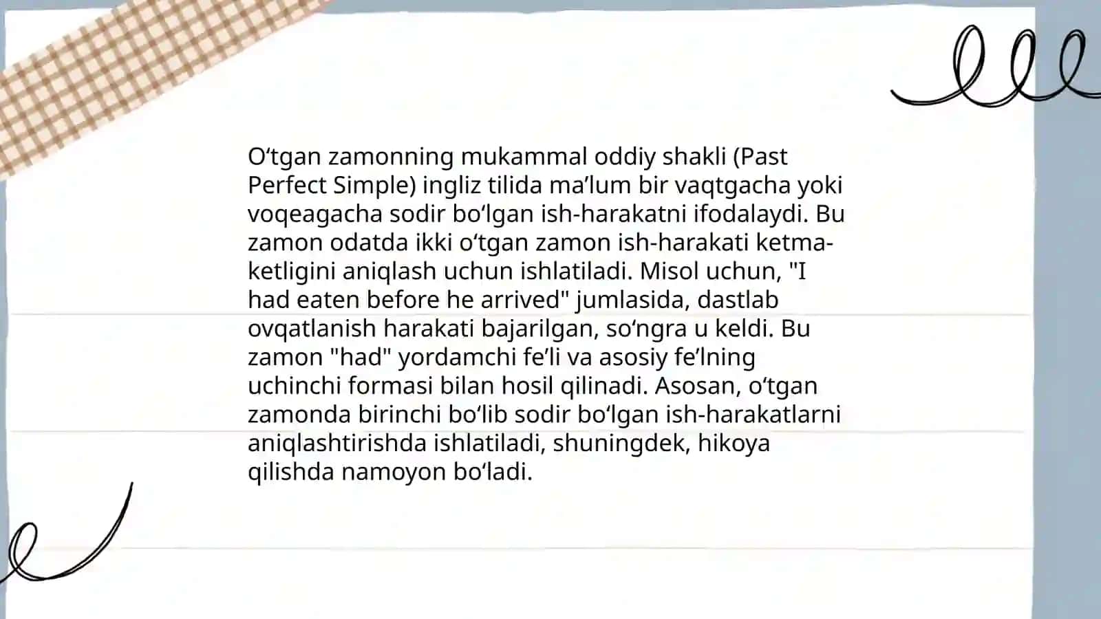 Past Perfect Simple va Uning Ishlatilishi 3