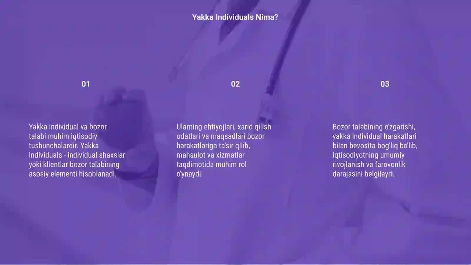 Yakka individual va bozor talabi 3