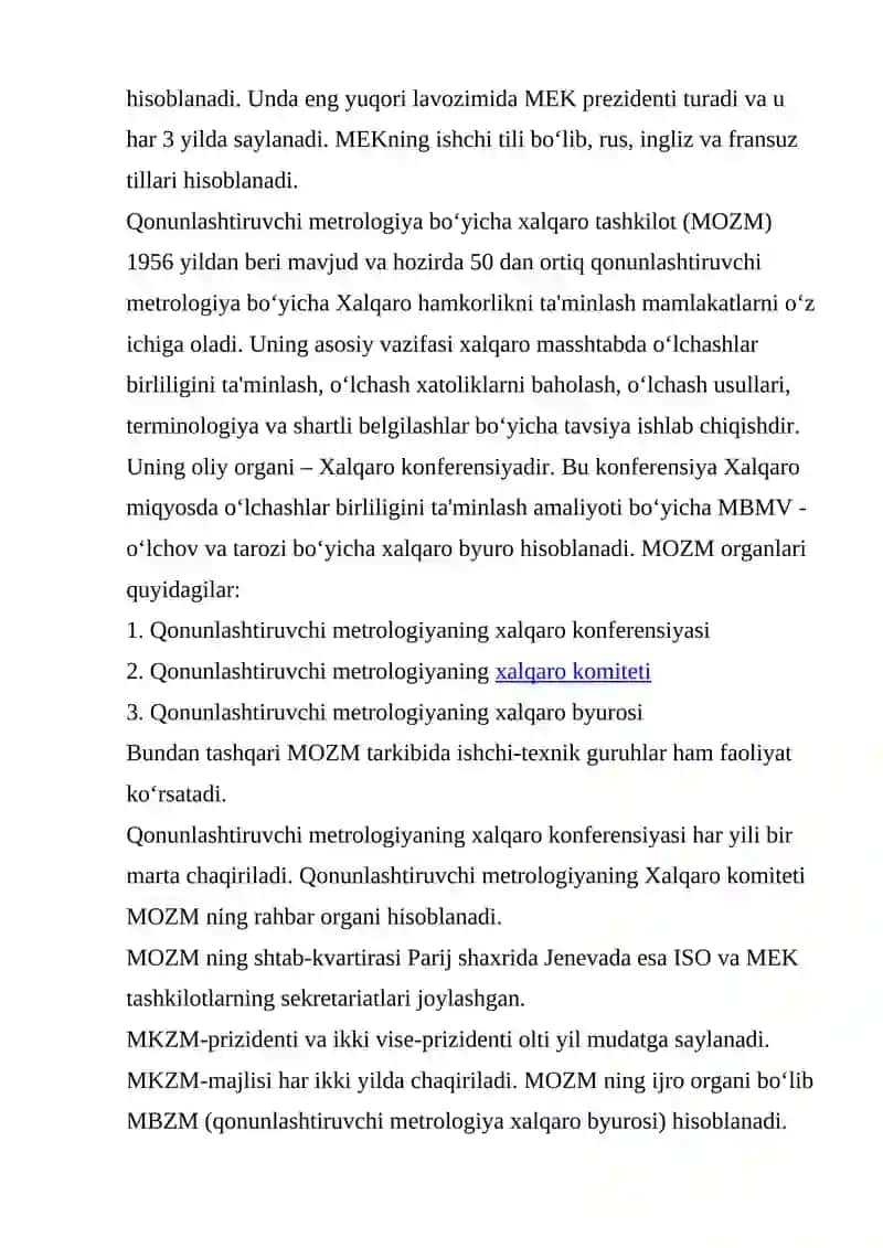 METROLOGIYA BO‘YICHA XALQARO TASHKILOTLAR 3