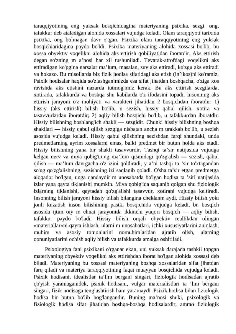 Psixika va ongning taraqqiyoti 3