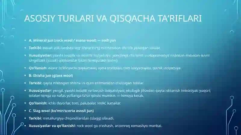Noorganik issiqlik izolyatsiya materiallari 3