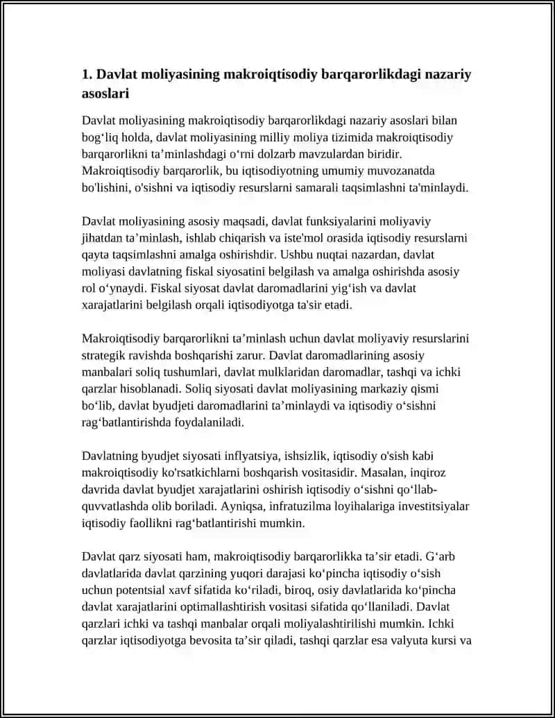 MILLIY MOLIYA TIZIMIDA MAKROIQTISODIY BARQARORLIKNI TAʼMINLASHDA DAVLAT MOLIYASINING ORNI 3