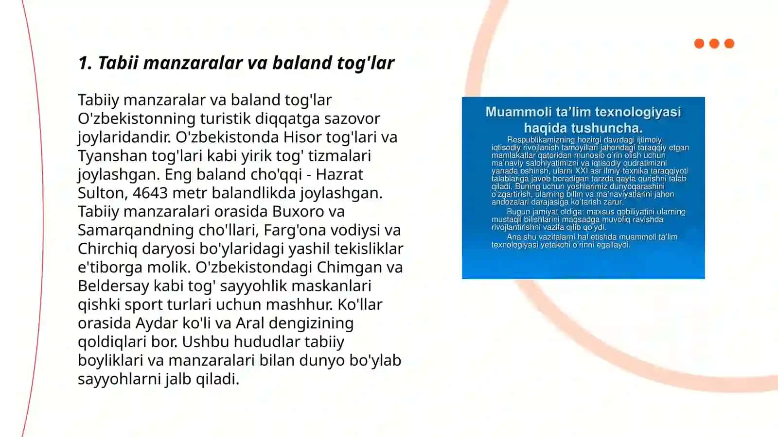 Mintaqalarning turistik resurslar tasnifi 3