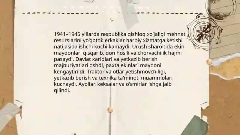 Ikkinchi Jahon Urushi Davrida Respublika Qishloq Xo'jaligi Tarixi 3
