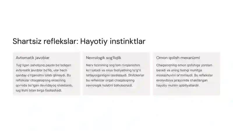 Yangi tug'ilgan chaqaloqlarning shartsiz reflekslari 3