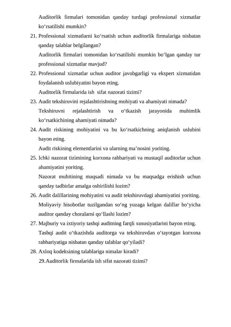 Auditga kirish fanindan tuzilgan savollar 3