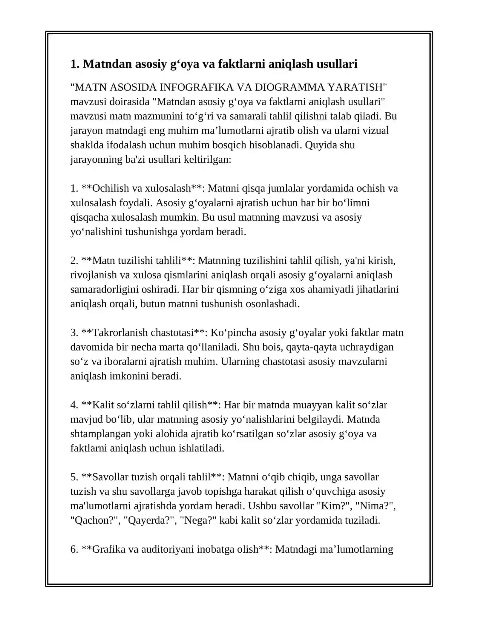 MATN ASOSIDA INFOGRAFIKA VA DIOGRAMMA YARATISH 3