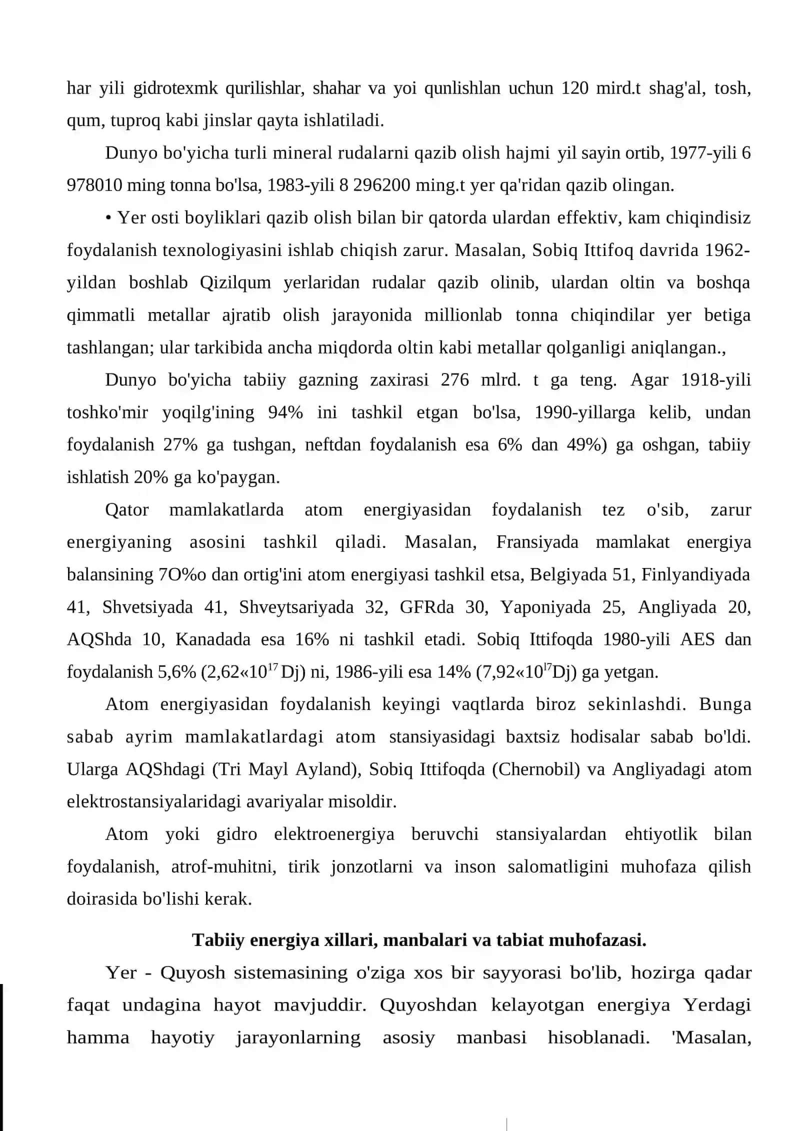 Yerning mineral xom ashyo va energiya zaxiralari 3
