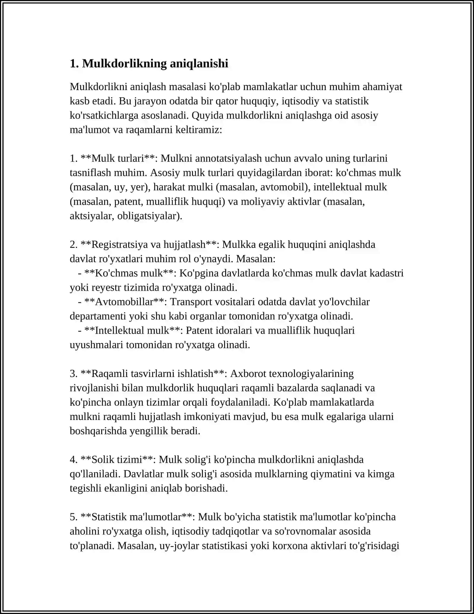 MULKDORLIK UNING XILLARI VA TURLARI 3