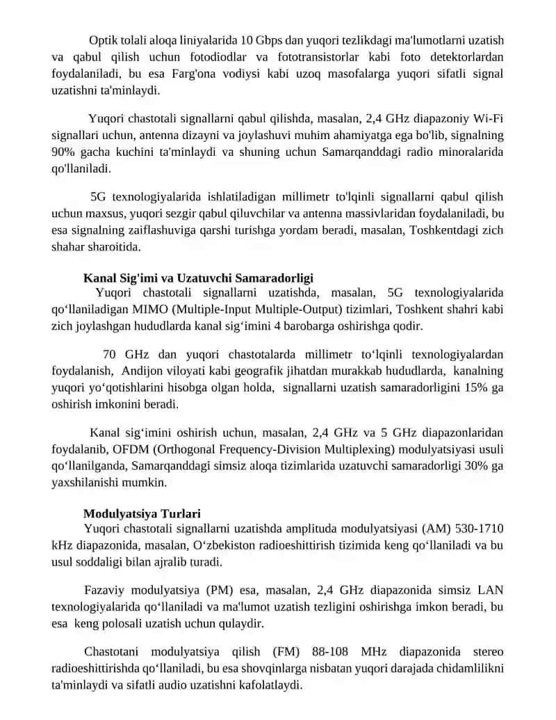 Yuqori chastotali signallarni uzatish usullari 3