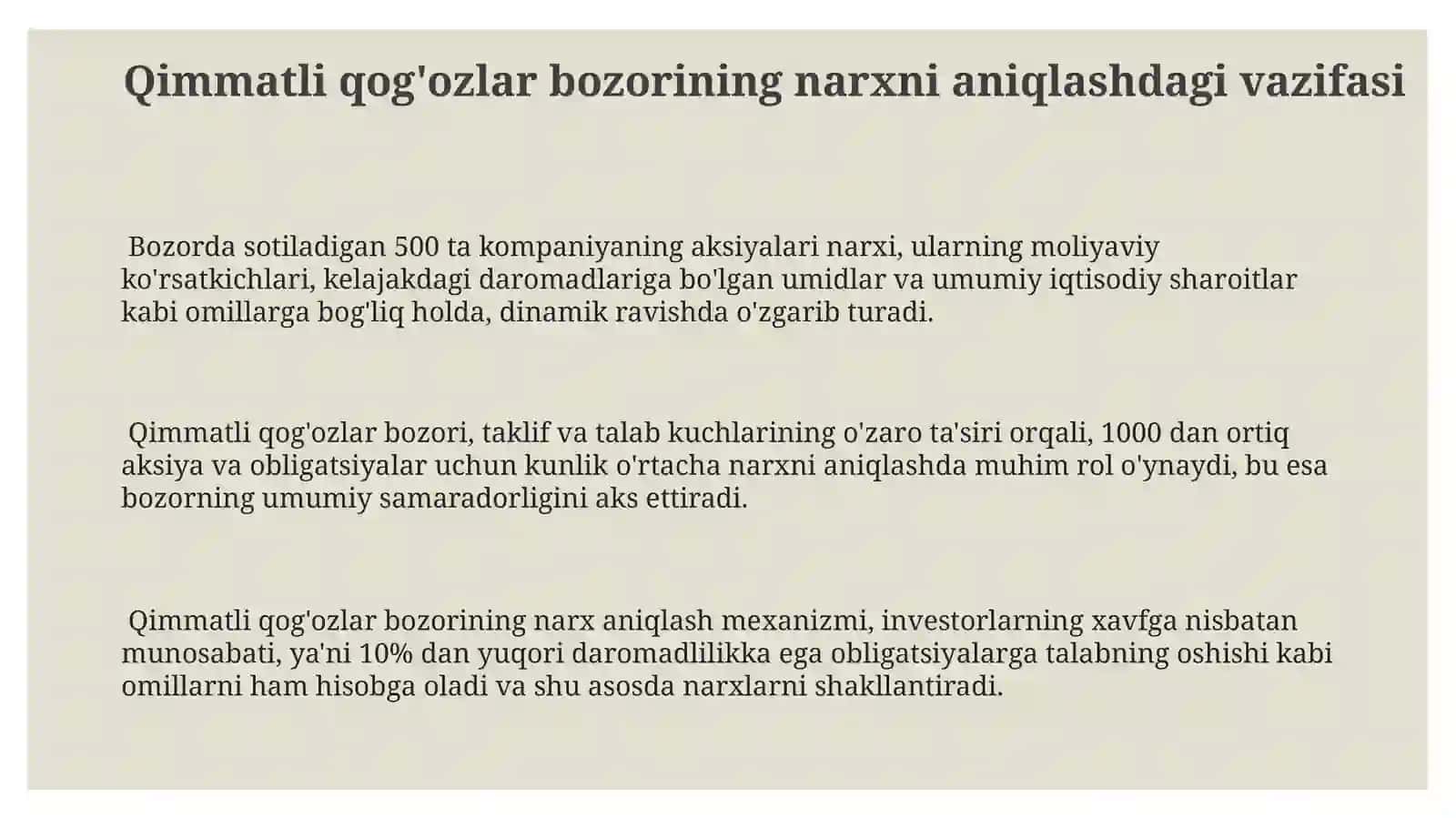 Qimmatli qogʻozlar bozorining vazifalari 3