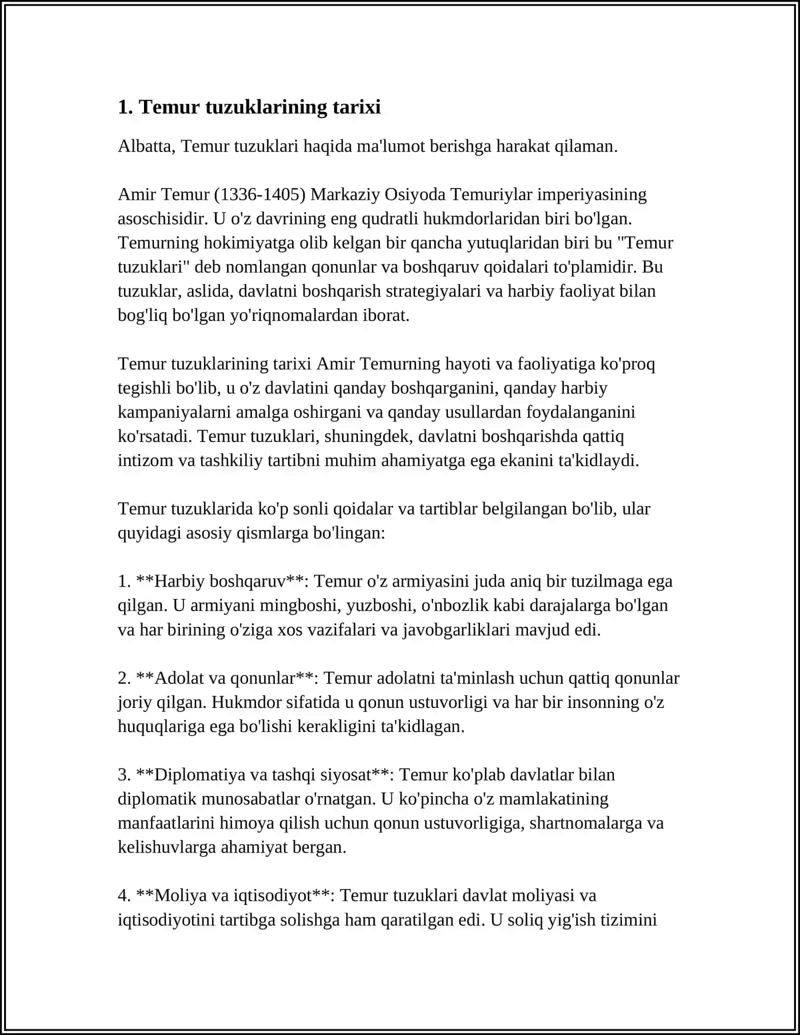 TEMUR TUZUKLARI HAQIDA INSHO 3