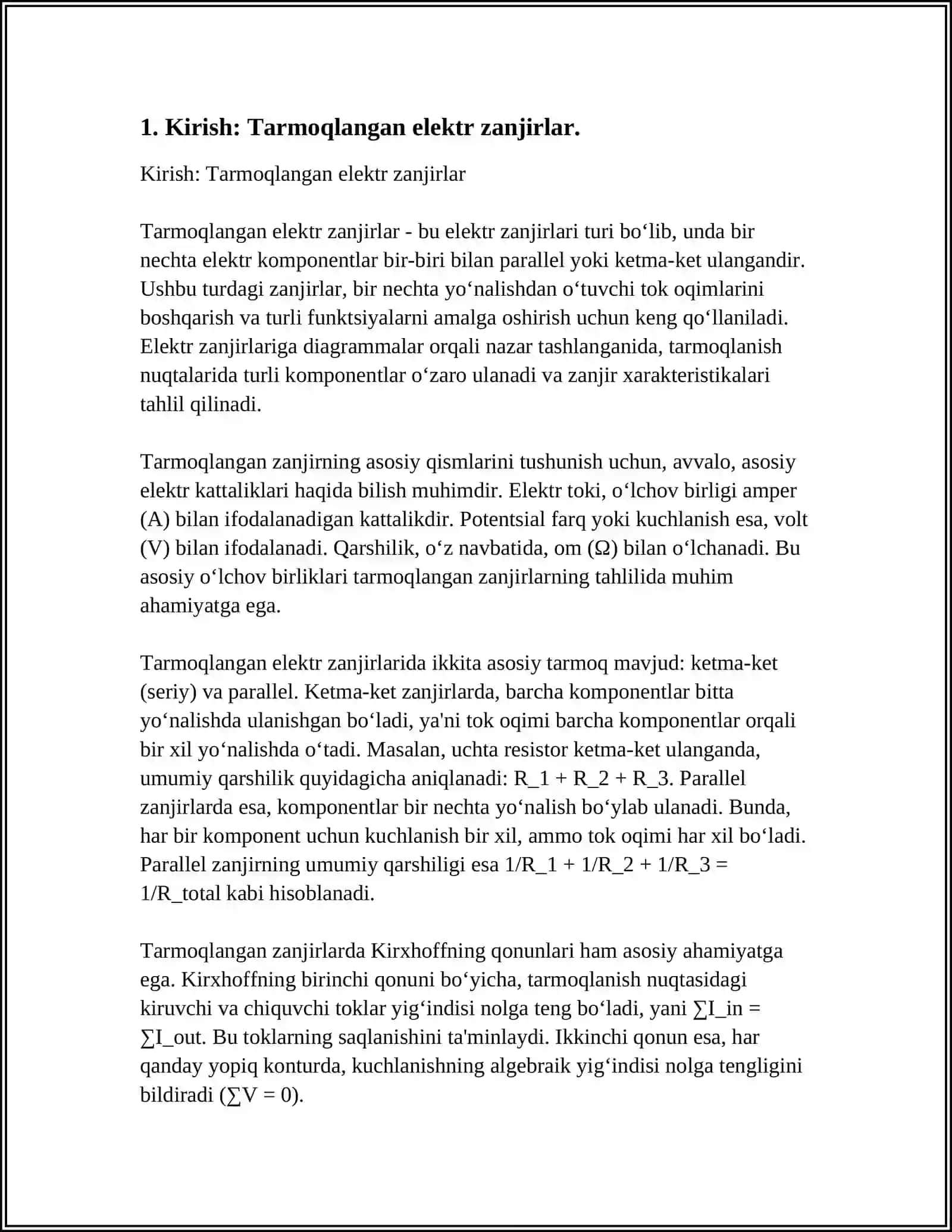Tarmoqlangan elektr zanjirlar 3