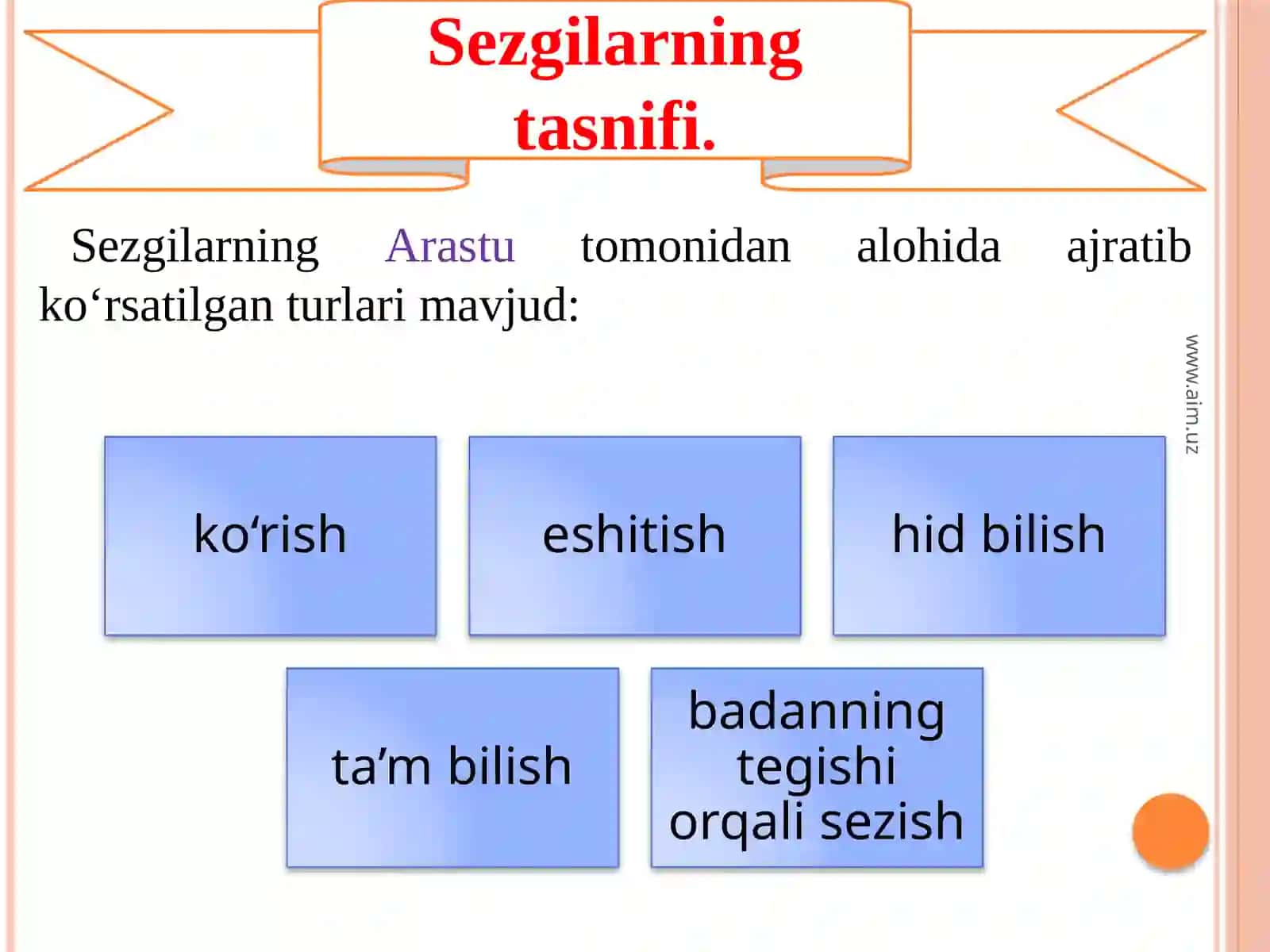Sezgilarning tasnifi 3