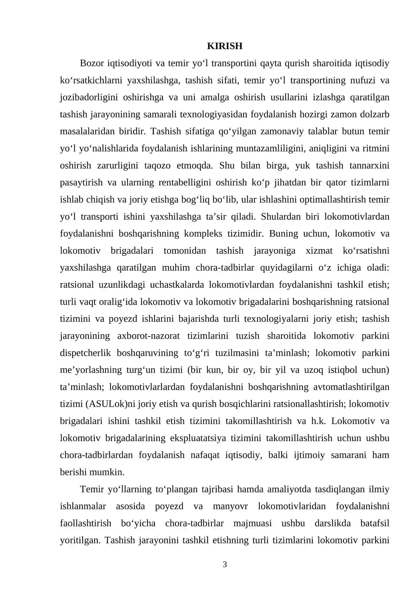 Lokomotivlardan foydalanishni boshqarish 3
