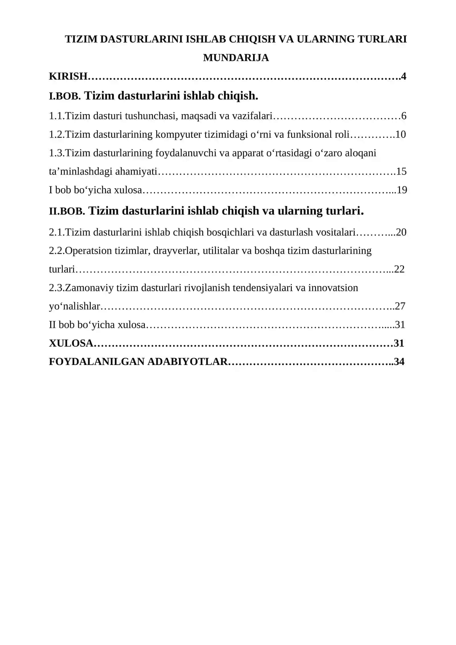 Tizim dasturlarini ishlab chiqish va ularning turlari 3