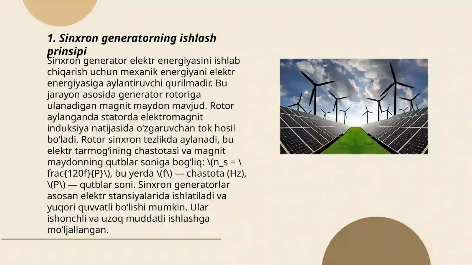 Sinxron generatorni energetik tizimga ulash 3