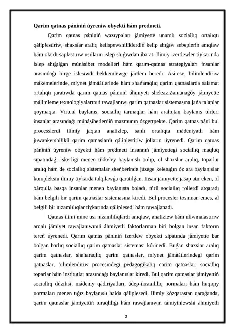 Qarım - Qatnas Páni Predmeti 3