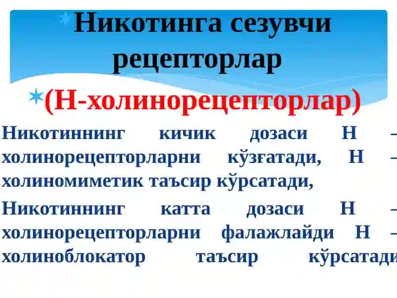Н – ХОЛИНОРЕЦЕПТОРЛАРГА ТАЪСИР ЭТУВЧИ МОДДАЛАР 3