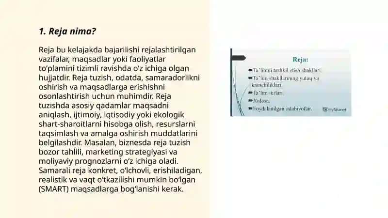Reja.Rejaning turlari 3