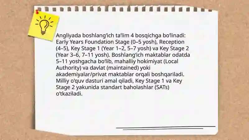Angliya boshlang'ich ta'lim tizimi 3