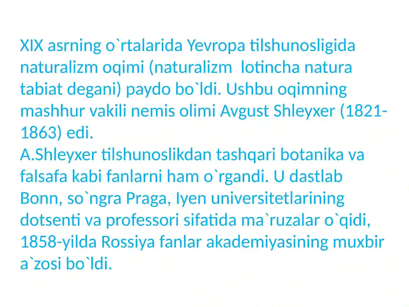 Tilshunoslik tarixidagi yo'nalishlar va maktablar. 3