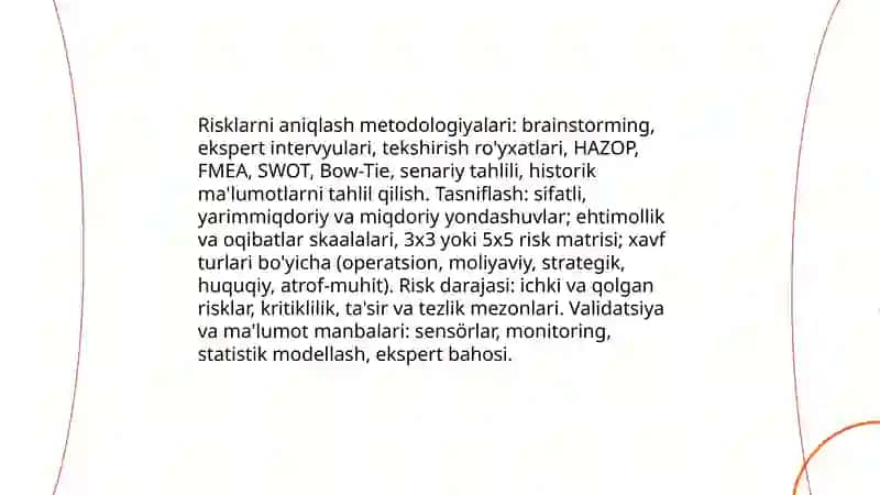Modellashtirish va risklarni tahlil qilish 3