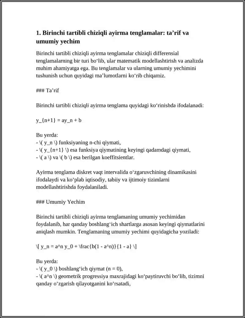 BIRINCHI VA IKKINCHI TARTIBLI CHEKLI AYIRMAKI TENGLAMALAR 3