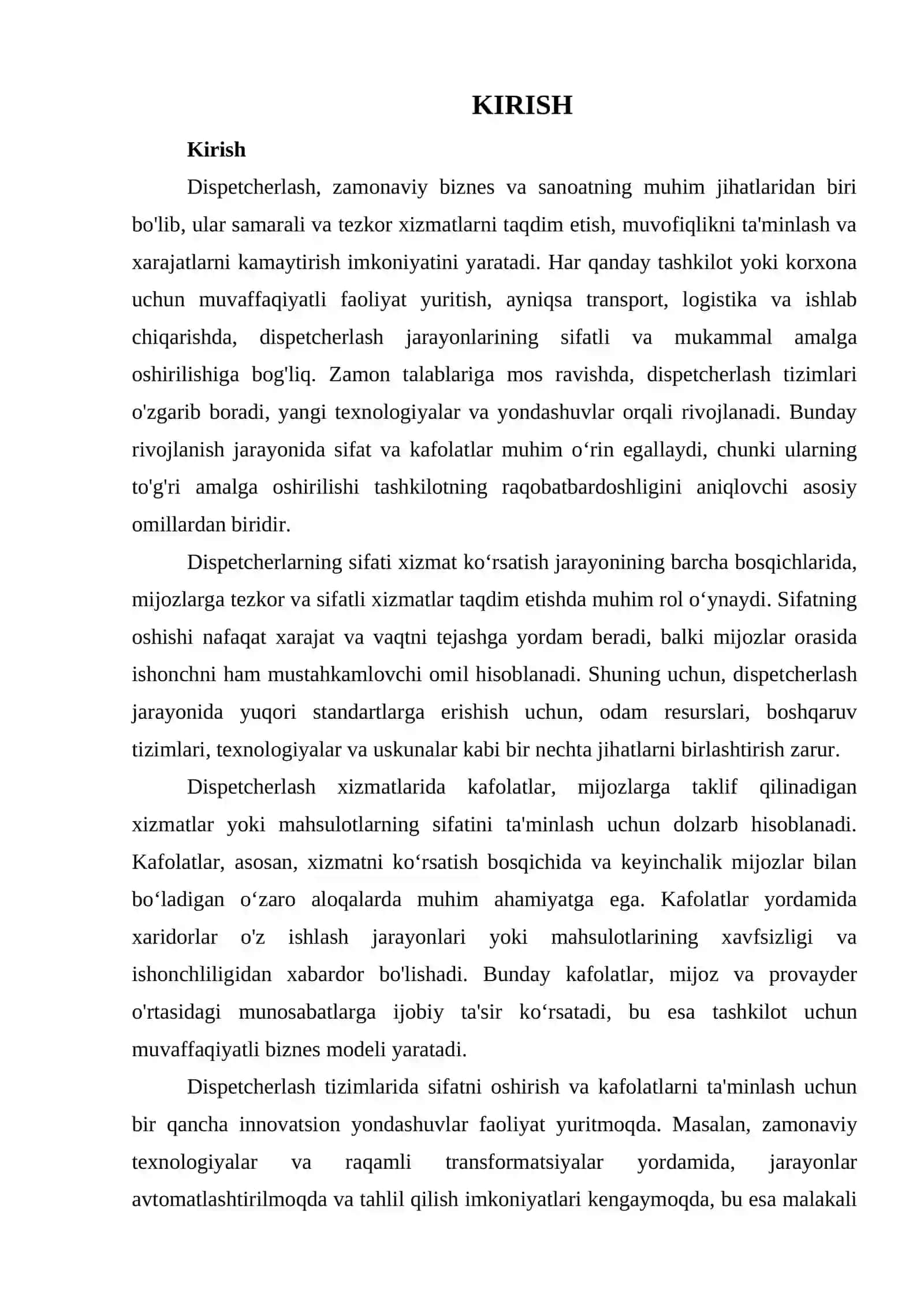 DISPETCHERLASH SIFATI VA KAFOLATLARI 3
