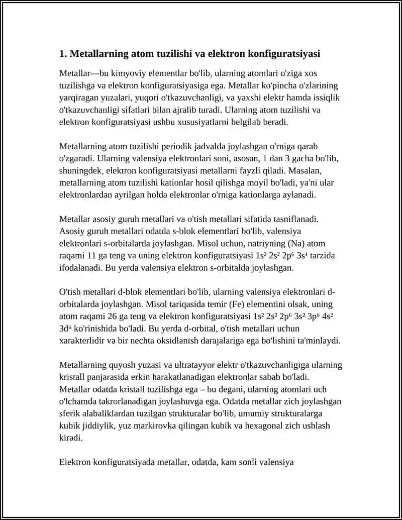 METALLAR KIMYOSI. QOTISHMALAR 3